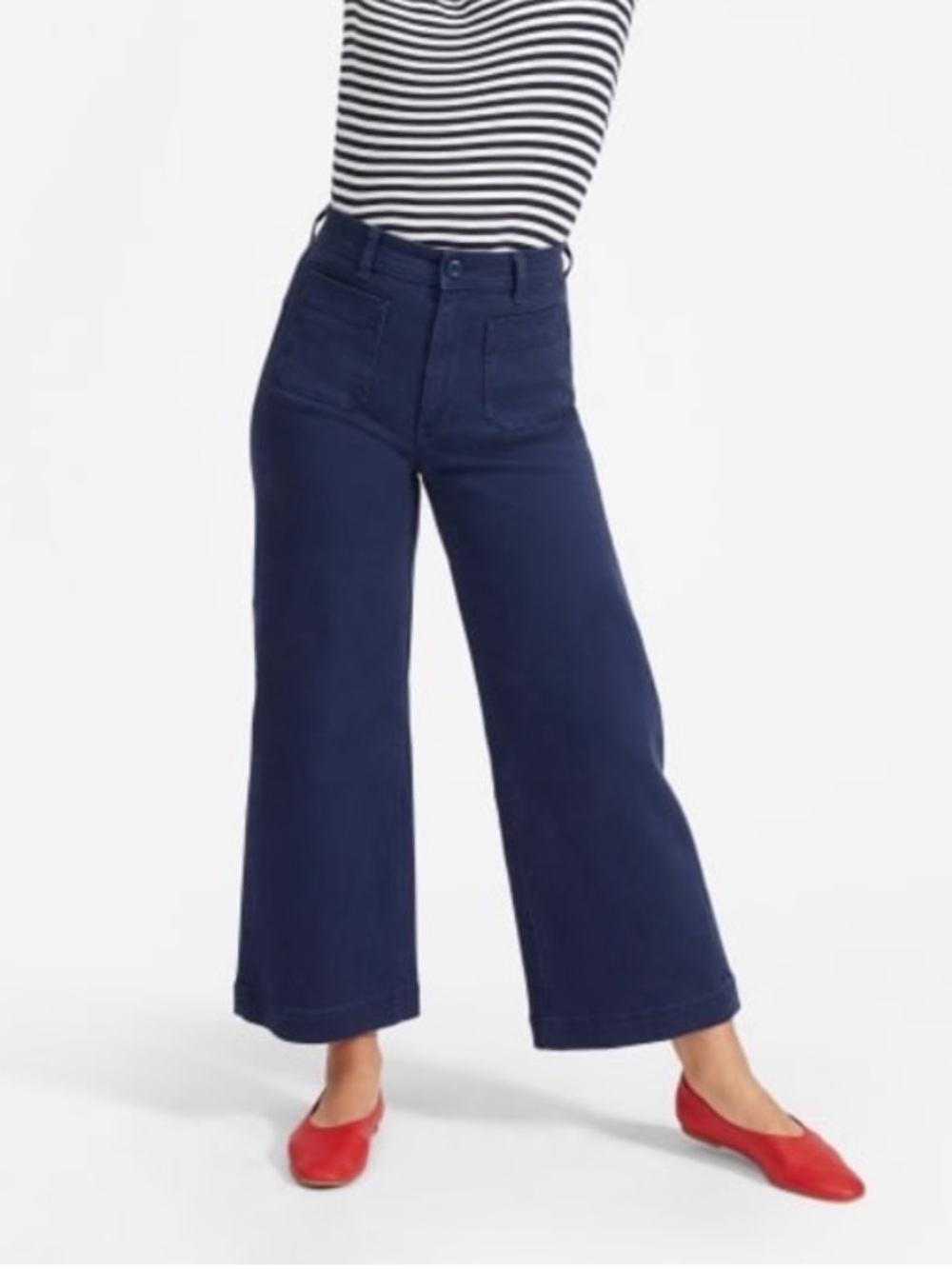 EVERLANE Wide Leg Crop Chino Dark Blue Denim Jeans Size 12